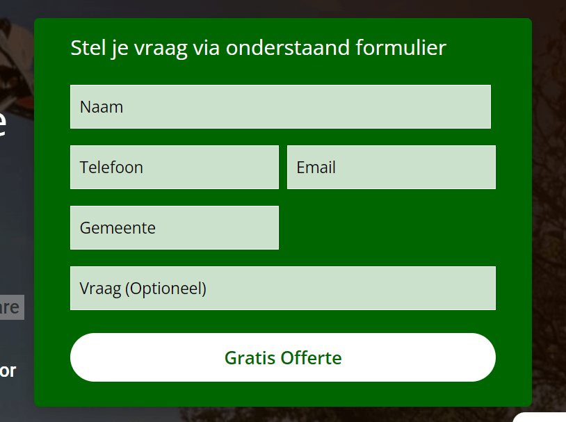 Aanvraagformulier voor Boomveltruck